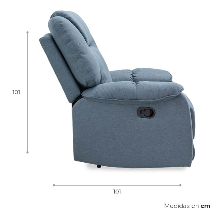 Sillon Reclinable Tela Azul Faret | Reclinables | salas